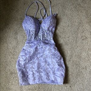 Elegant Lavender Lace Dress